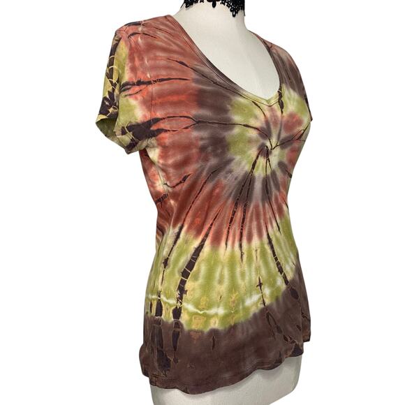 VTG Y2k 90's TRYST Cute Tie Die Green/Brown/Pink Top - Picture 3 of 9